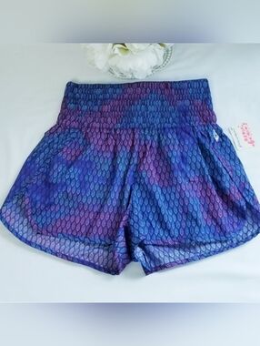 Free People FP Movement The Way Home Shorts High-Rise Marianas Combo Blue/Purple